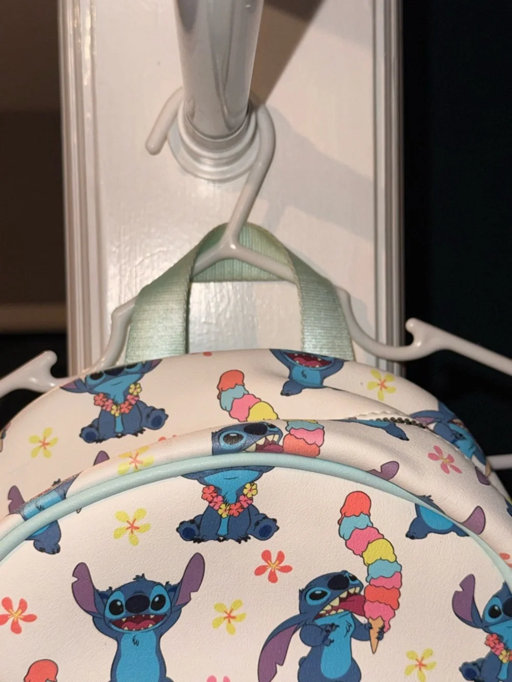 Disney Stitch Mini Backpack Hawaiian Ice Cream Print Blue Small Bag Cute